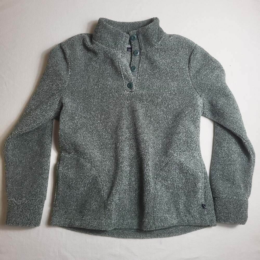 Eddie Bauer Fleece Pullover Women's Medium Green 1/4 Button Outdoor Hiking